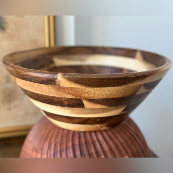 Wooden Decorative Bowl set large Wooden Bowl set Boho Kitchen Decor Farmhouse - Picture 5 of 9